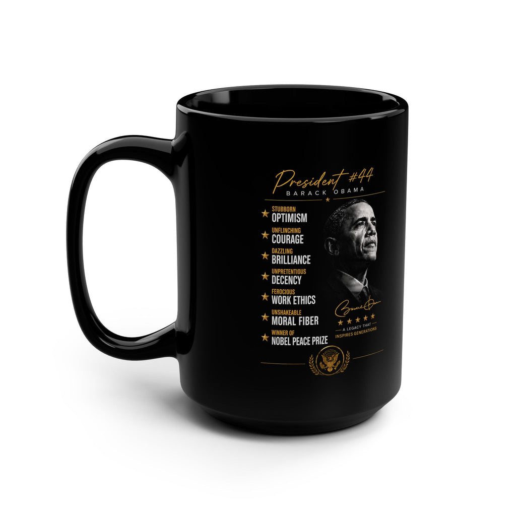 President #44 Portrait Mug | Inspirational Qualities List, Black 15oz